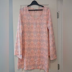 Million Bullup Coral and Gray Floral Blouse